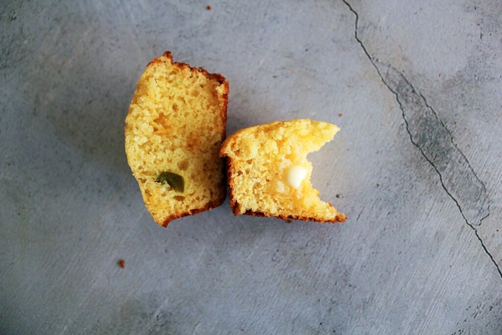 cut jalapeno cornbread muffin