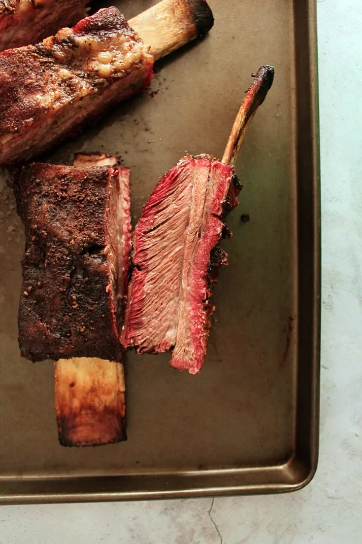 Two root beer smoked beef ribs.