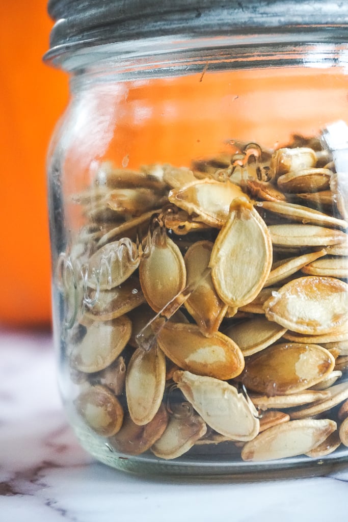 Smoked pumpkin seeds in a mason jar