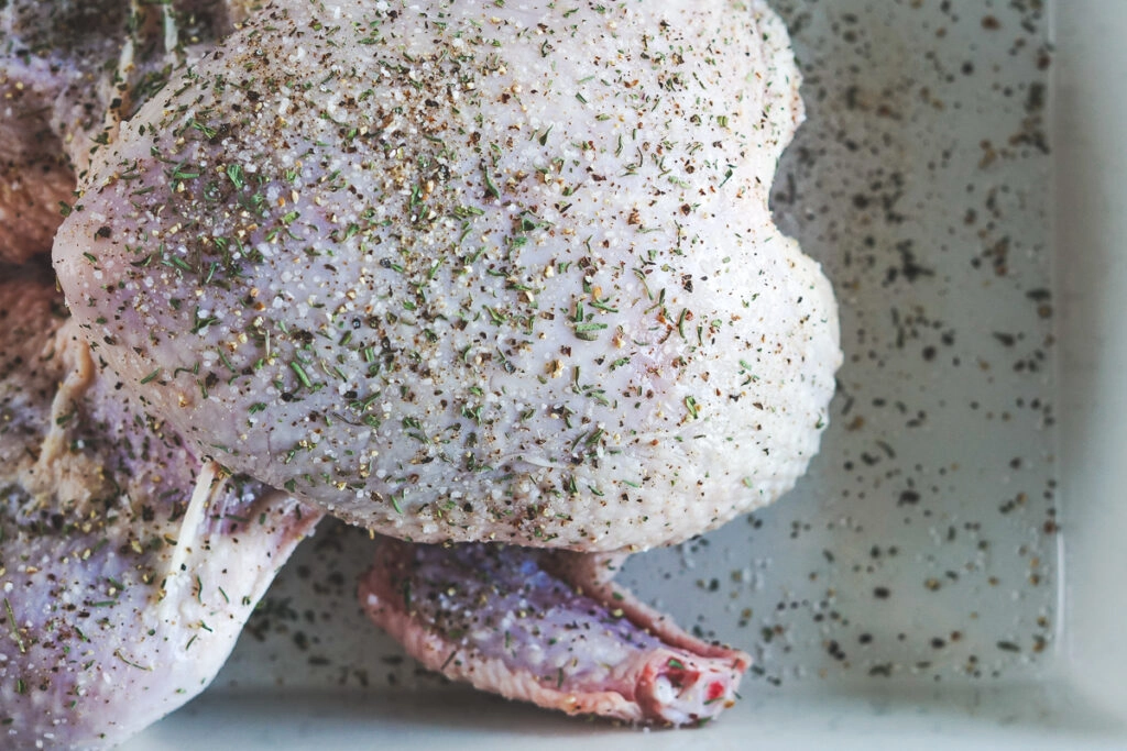 seasoned chicken ready for the oven.