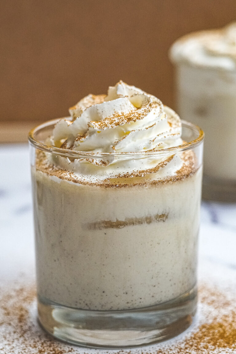 Instant pot eggnog in a glass.