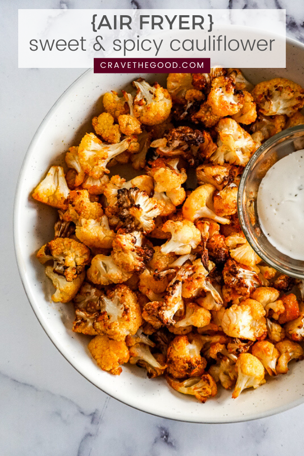 Air fryer cauliflower pinterest graphic.