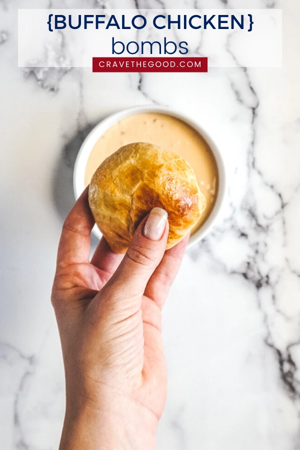 Buffalo chicken bites pinterest graphic.