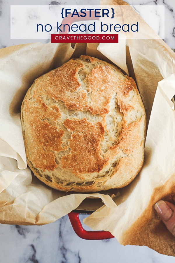 No knead bread pinterest graphic.