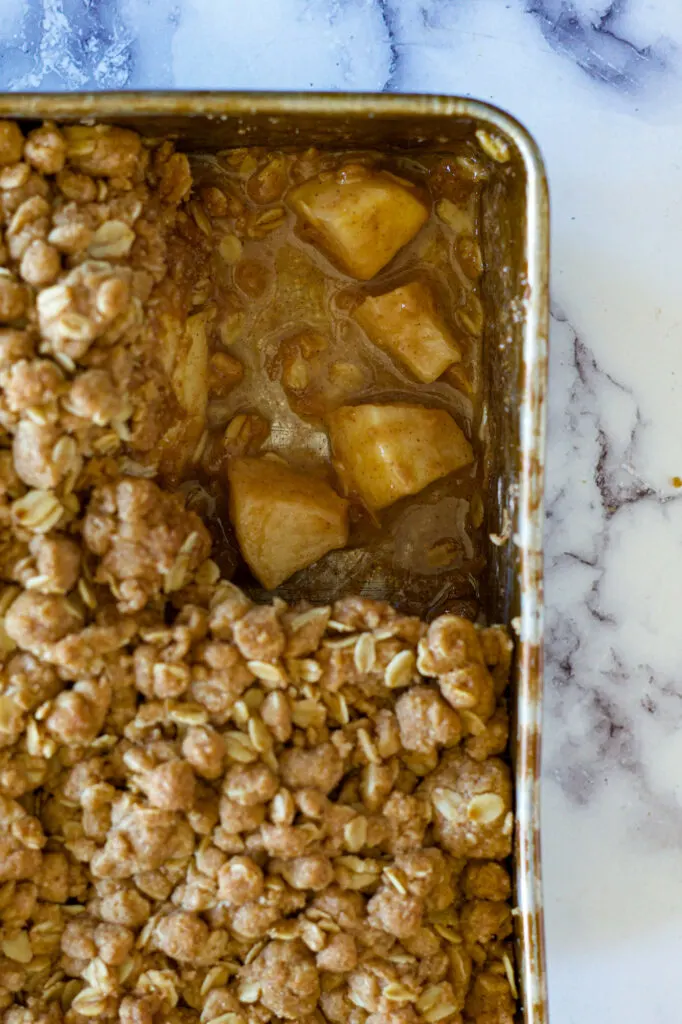 A pan of apple crisp.