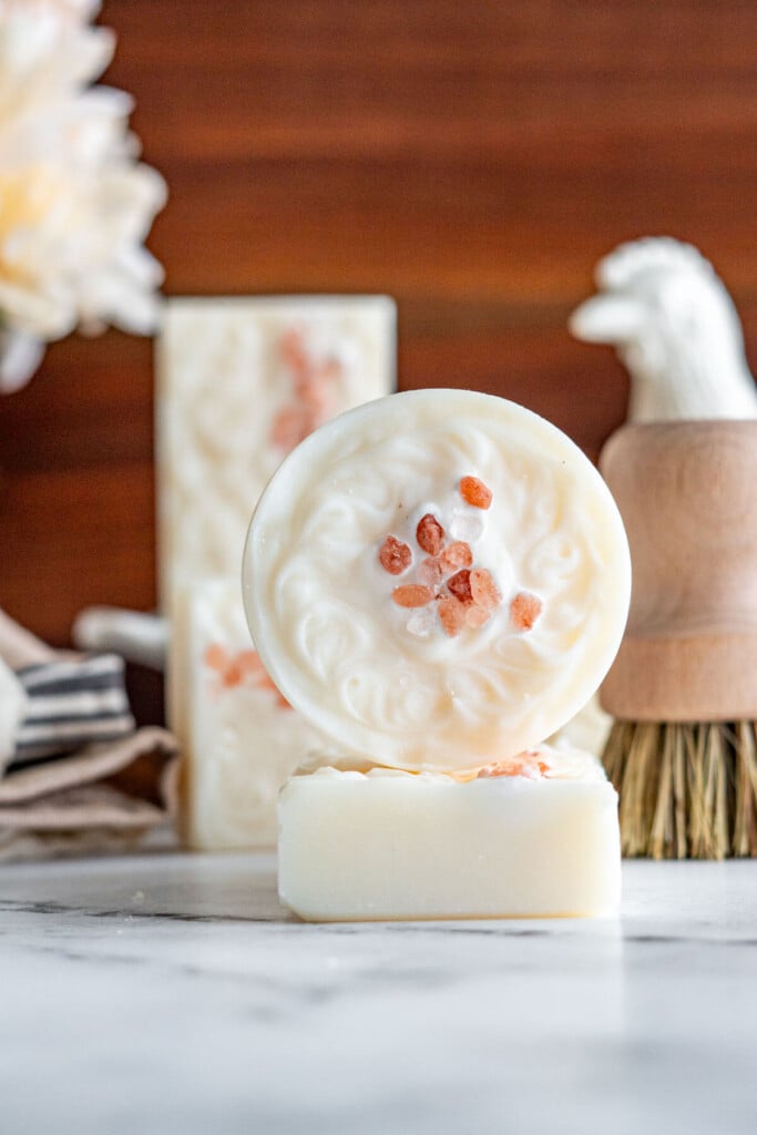 Bars of homemade bacon fat soap. 