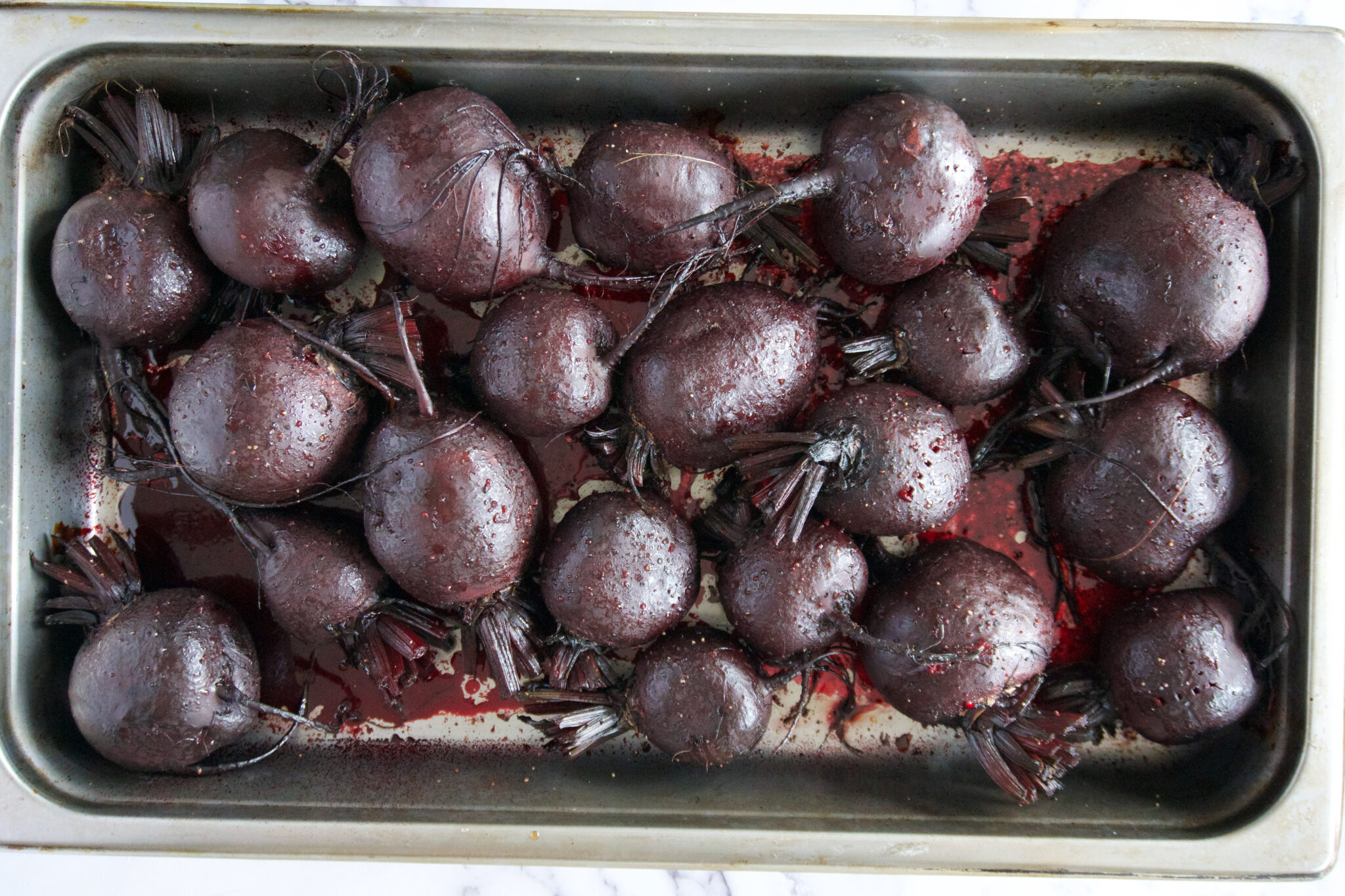 Easy roasted beets in a pan.