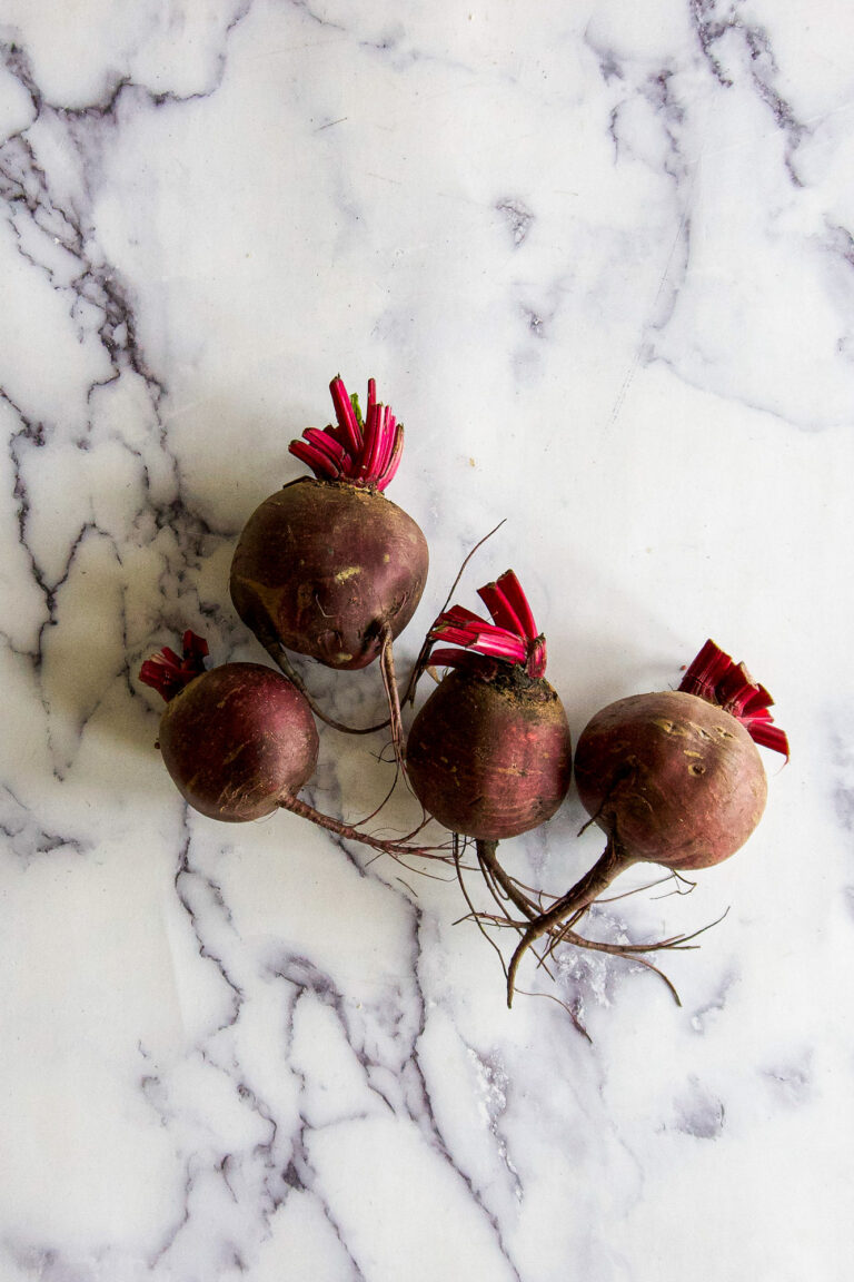 Fresh beets on a table.