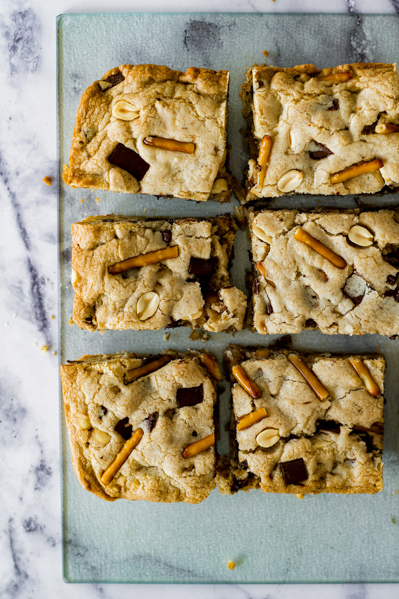 Blondies cut into pieces.