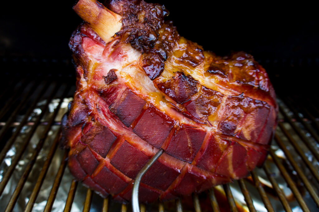 Half glazed ham.