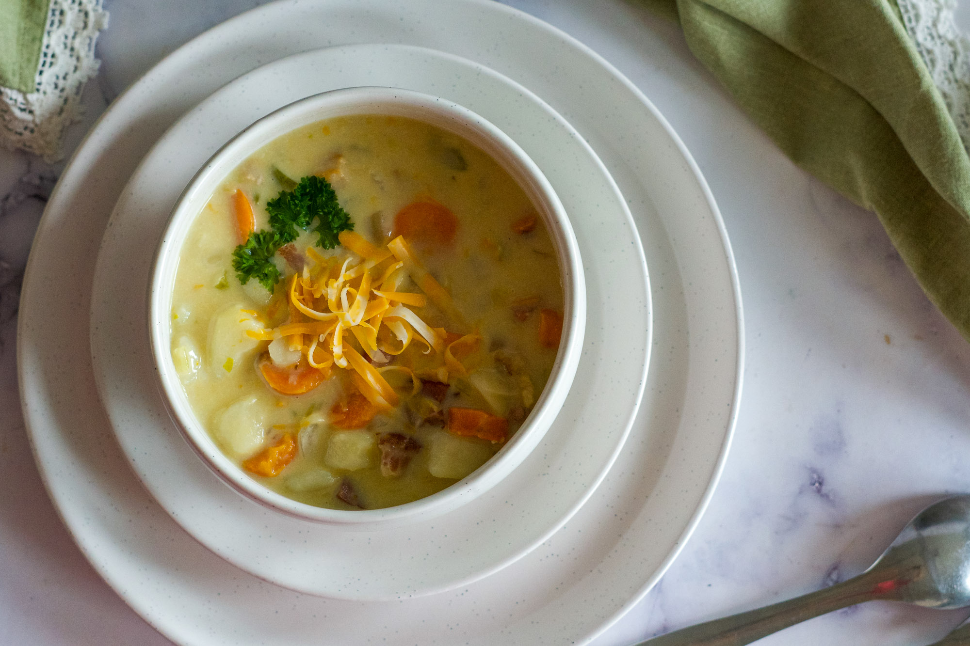 Creamy Potato Bacon Soup {Just like Mom's} Crave The Good