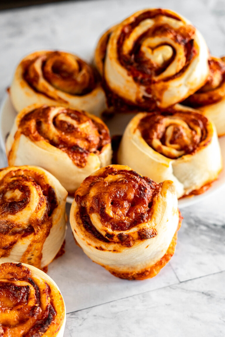A stack of air fryer pizza rolls.