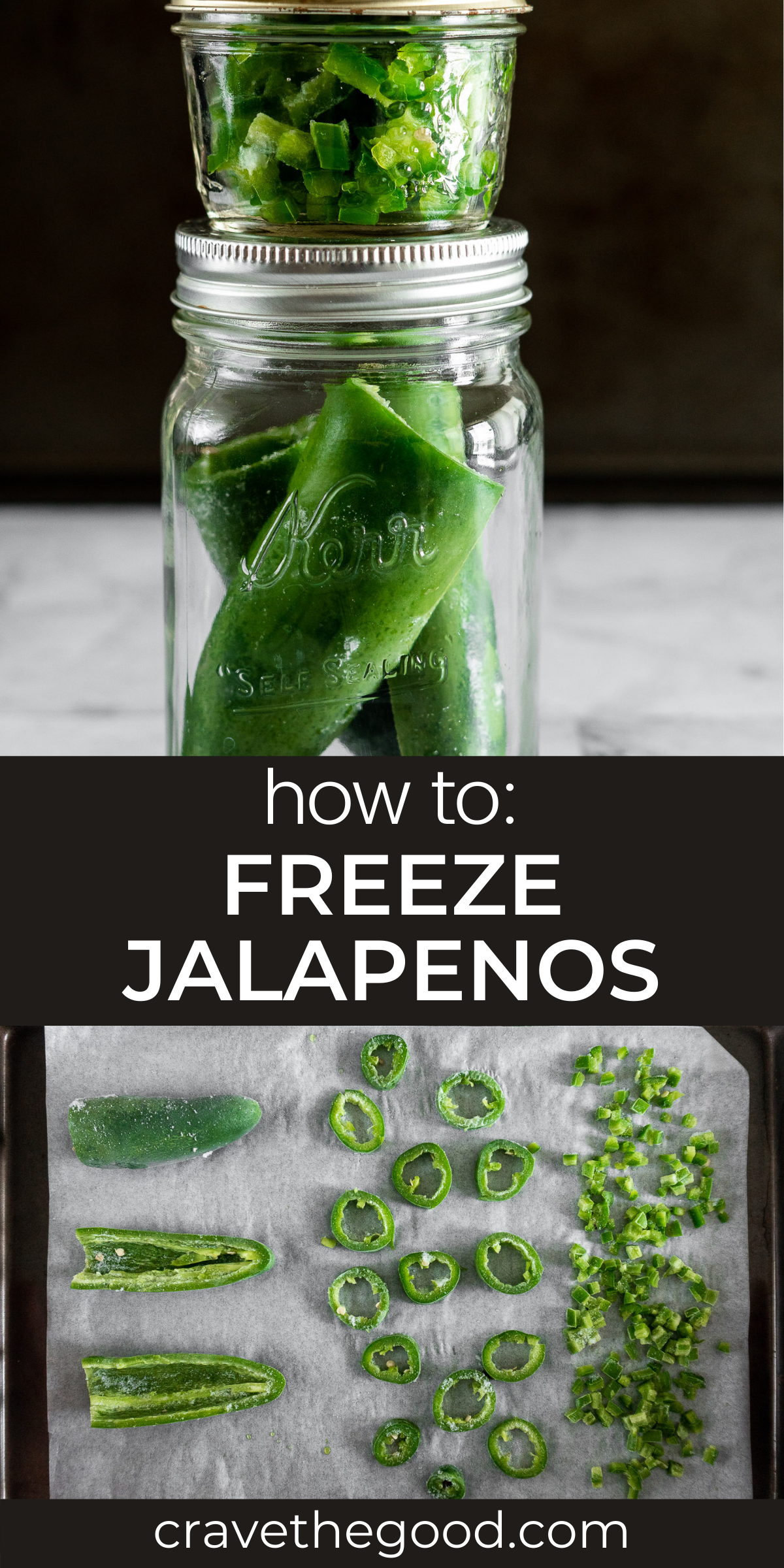 How to freeze jalapenos pinterest graphic. 