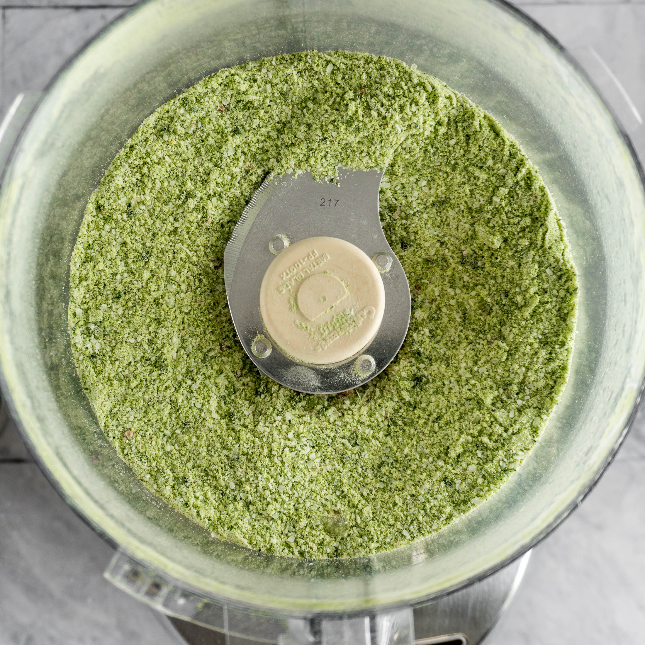 Completely blended jalapeno salt.