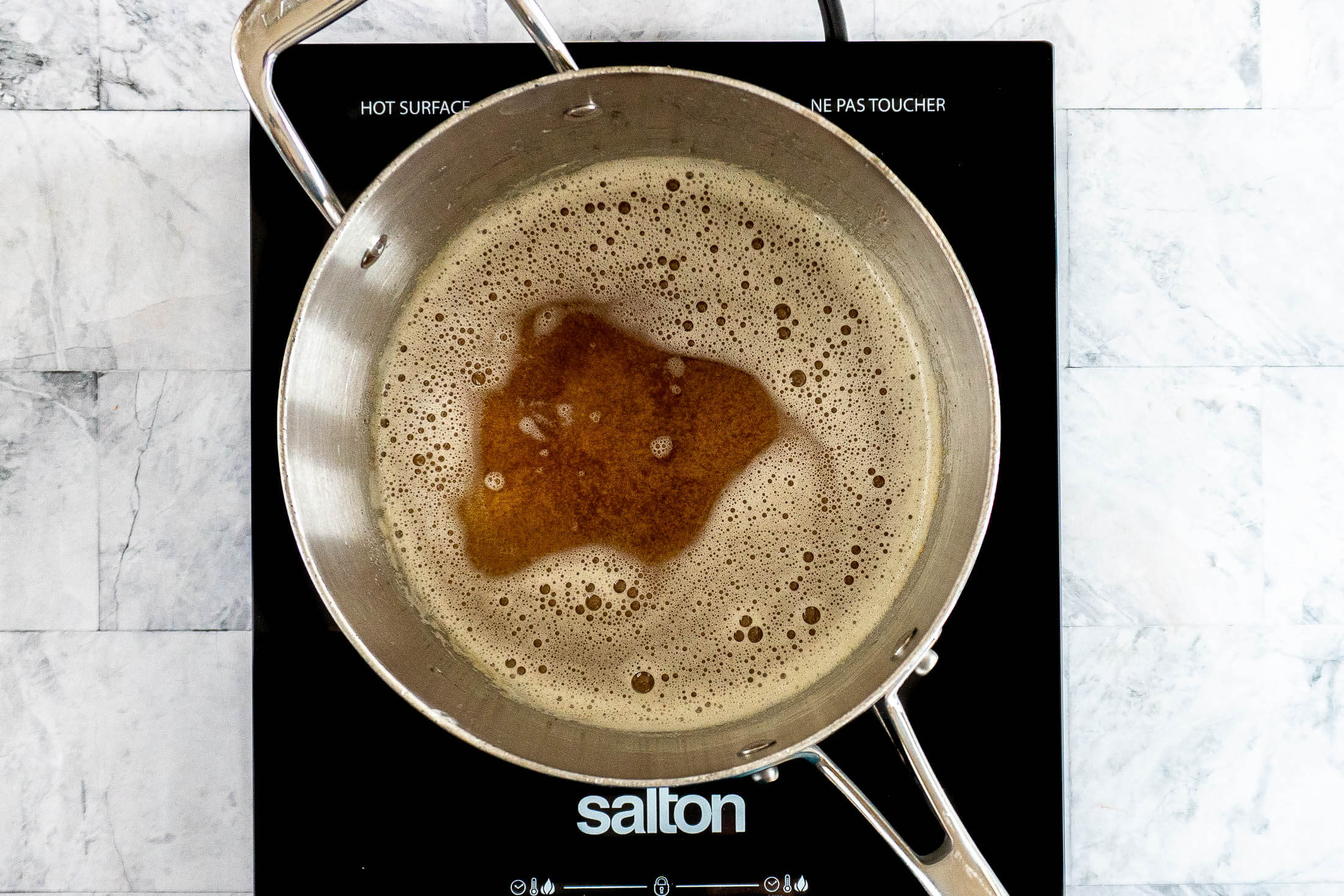 Butter has been simmered until milk solids are browned.