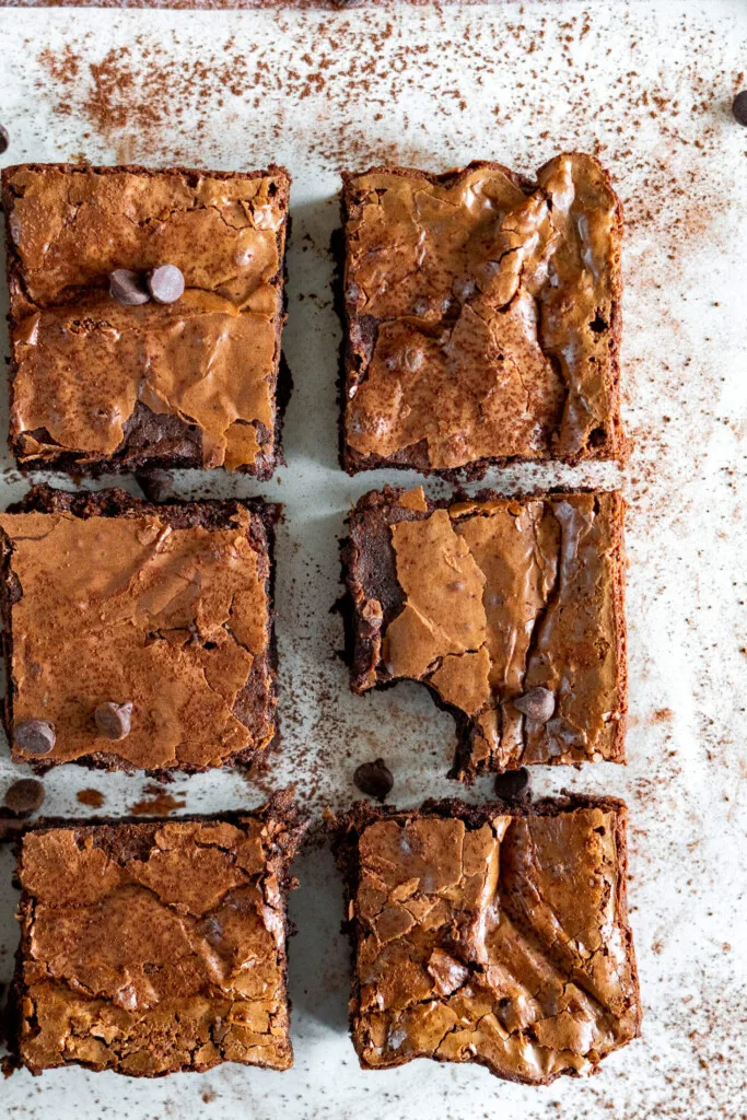A brownie missing a bite.