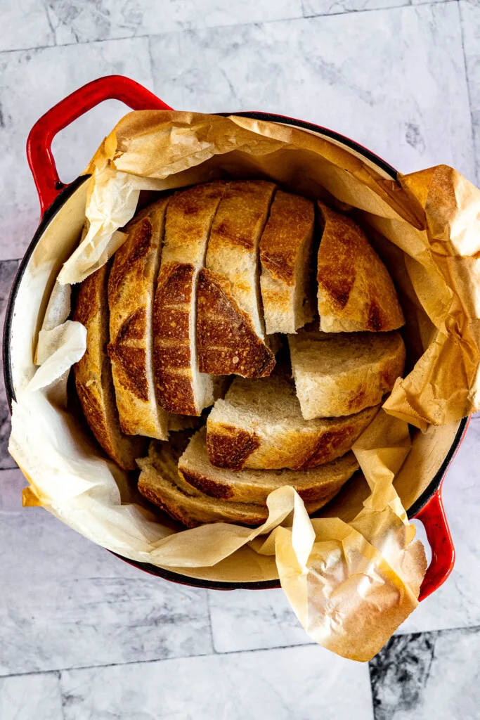 Sourdough Bread with Starter in a Dutch Oven