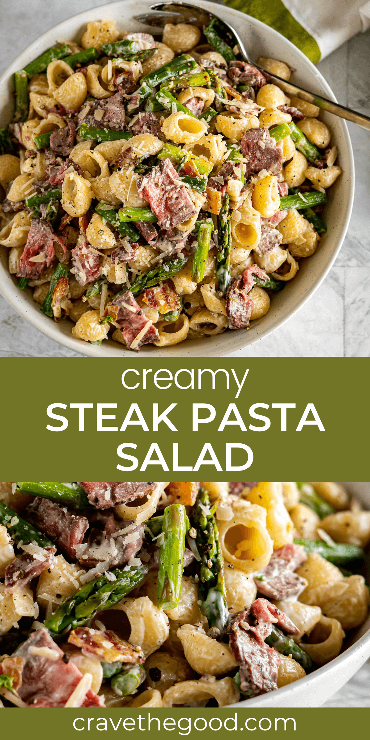 Steak Pasta Salad With Asparagus, Bacon + Parmesan crave the good