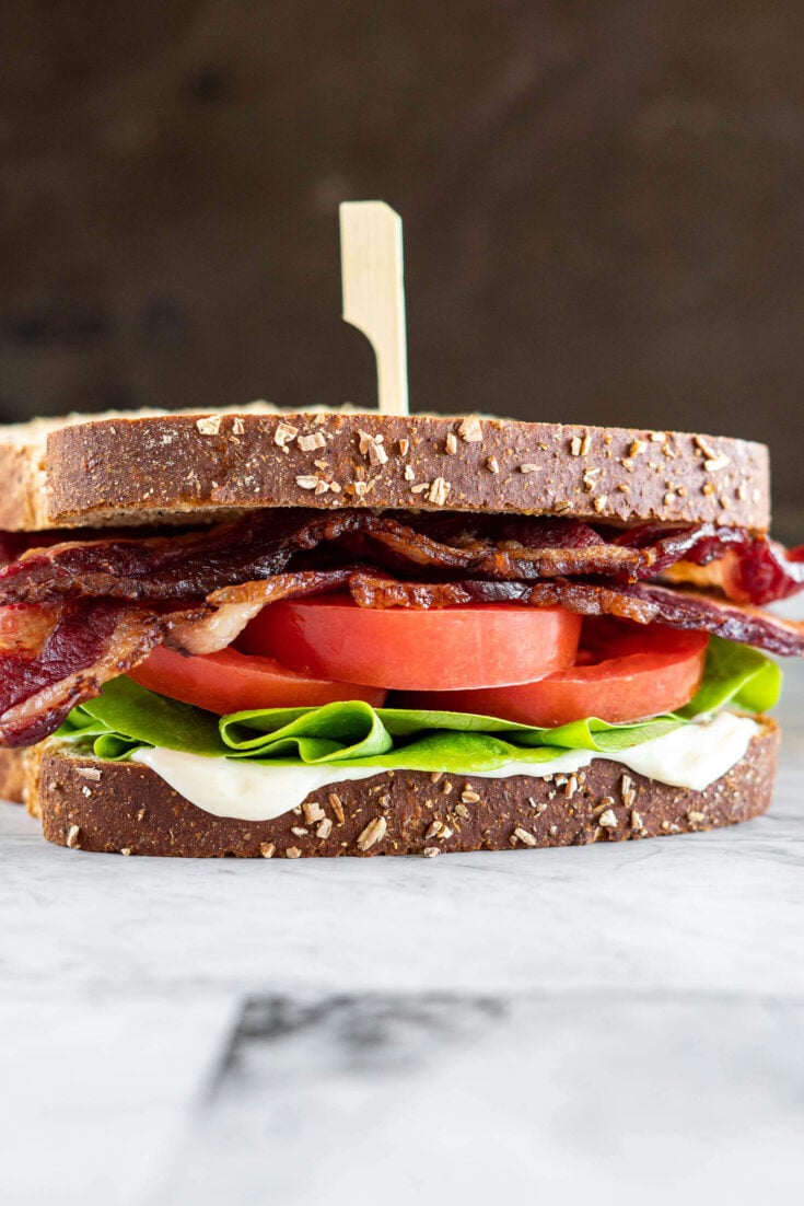 Beef bacon BLT sandwich.