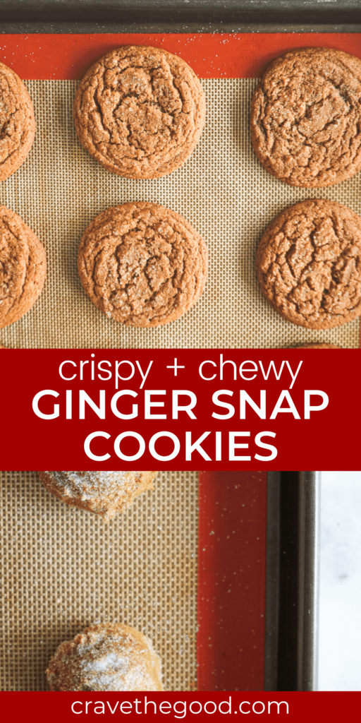 Chewy ginger snap cookies pinterest graphic.