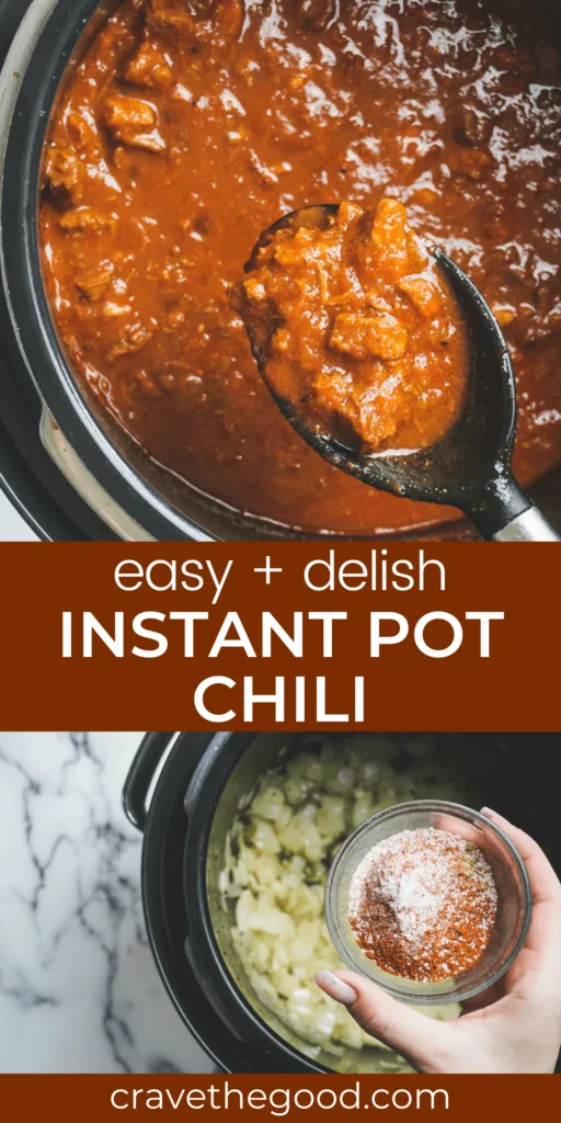 Instant pot chili pinterest graphic.