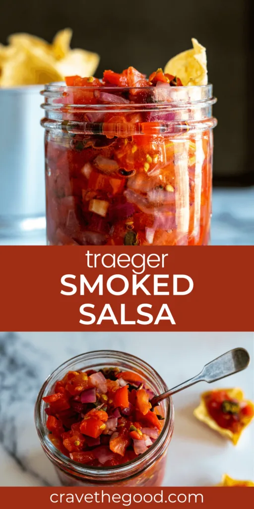 Traeger Smoked Salsa Pinterest graphic.