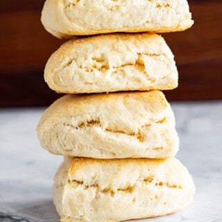 A stack of fresh baked no milk biscuits.