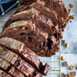 Dark chocolate sourdough bread pinterest graphic.