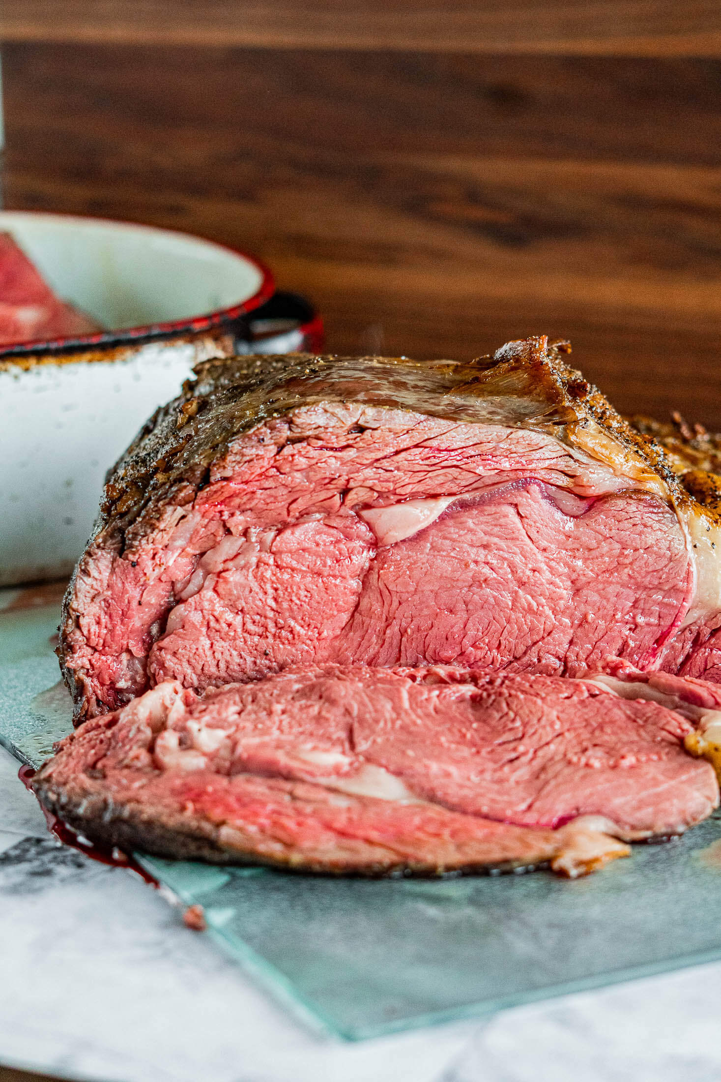sliced sous vide prime rib.