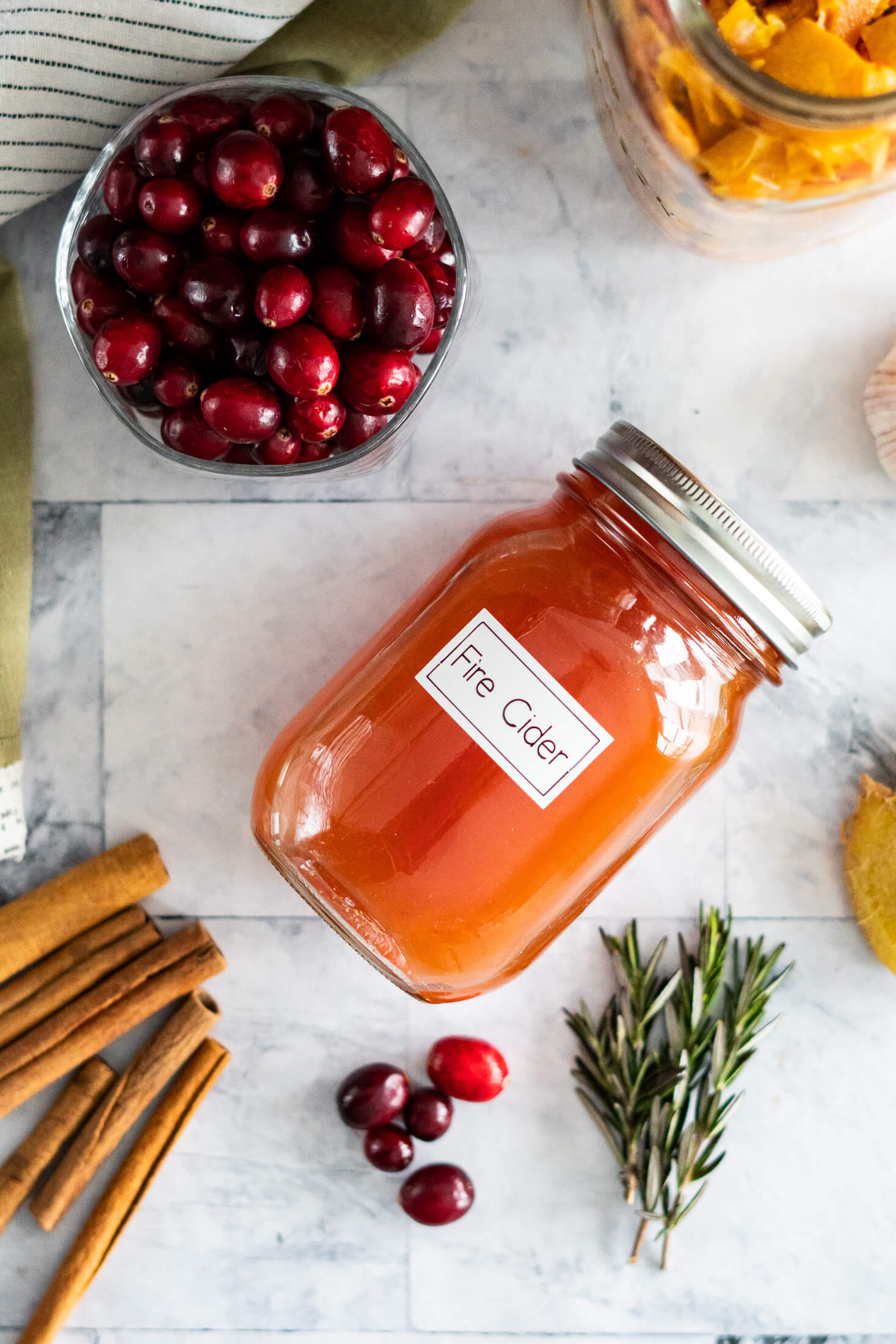 overhead view of fire cider.