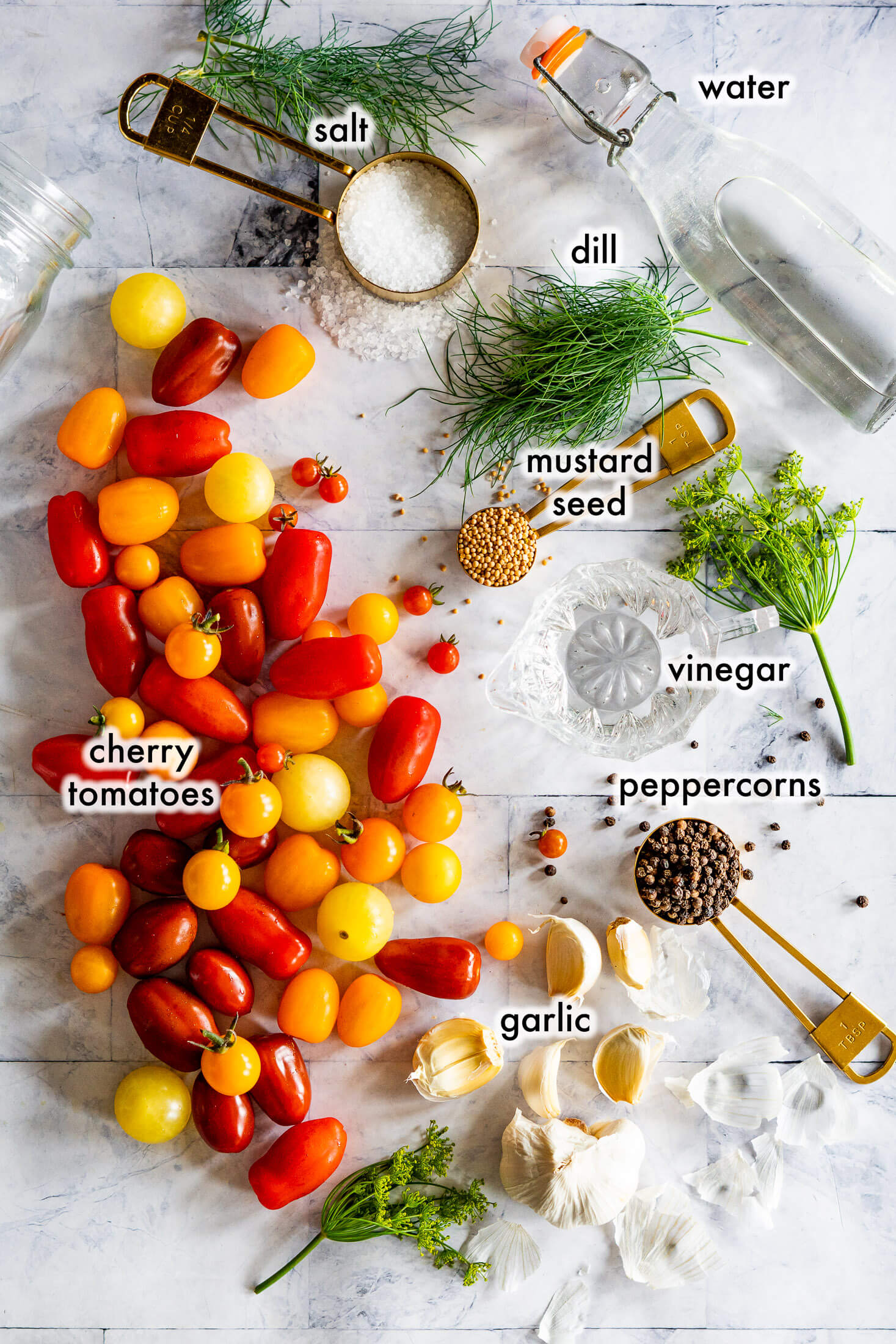 Ingredients for this lacto fermented tomatoes recipe.