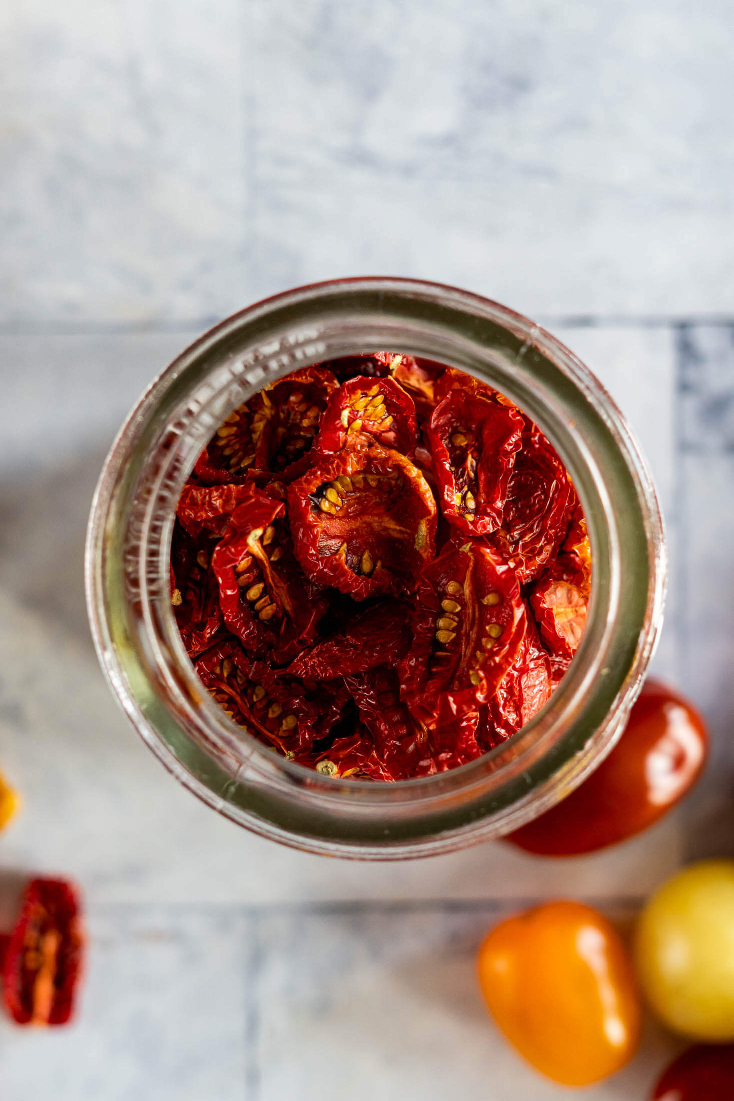 Close up of dried tomatoes.