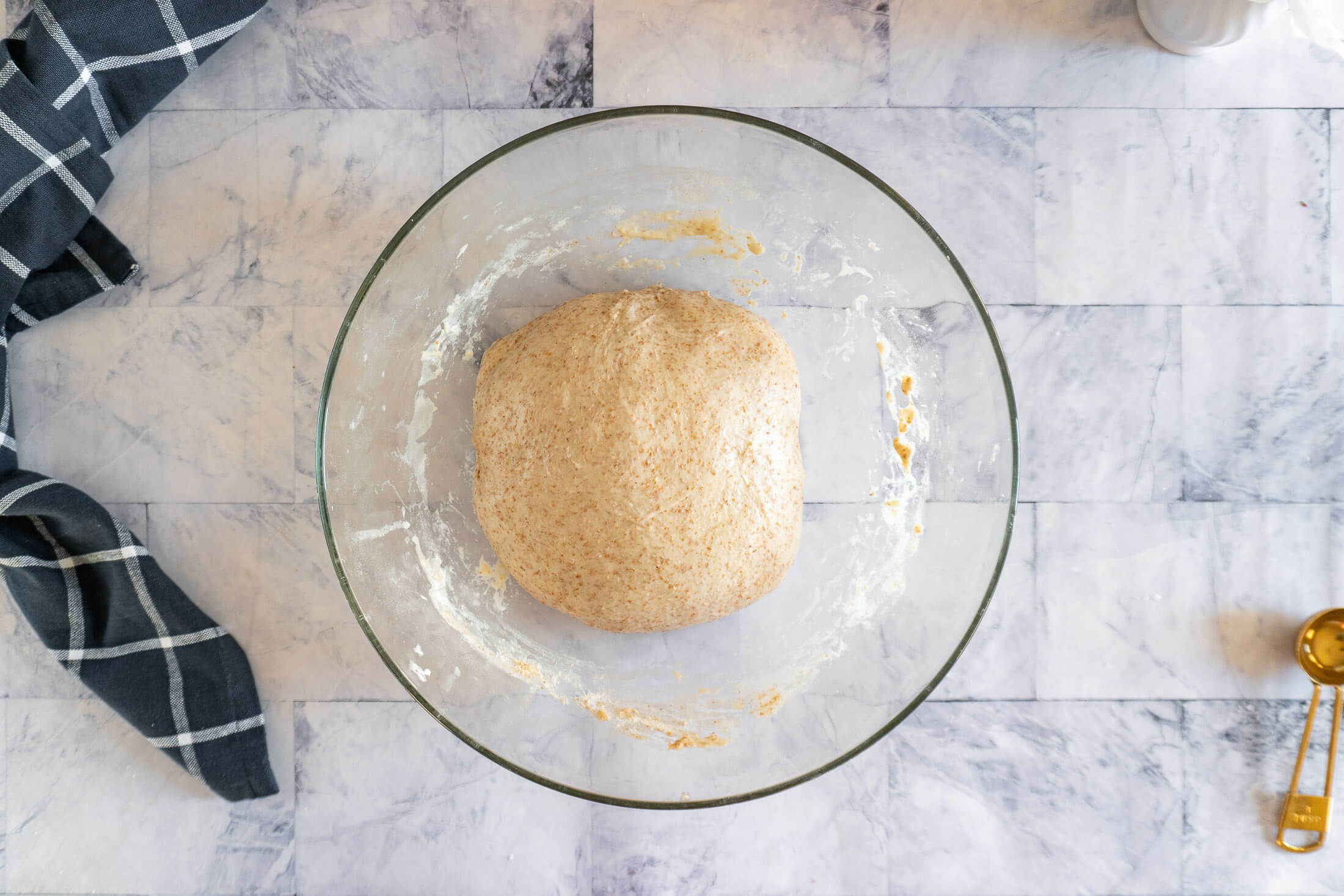 Dough at the end of the bulk ferment.
