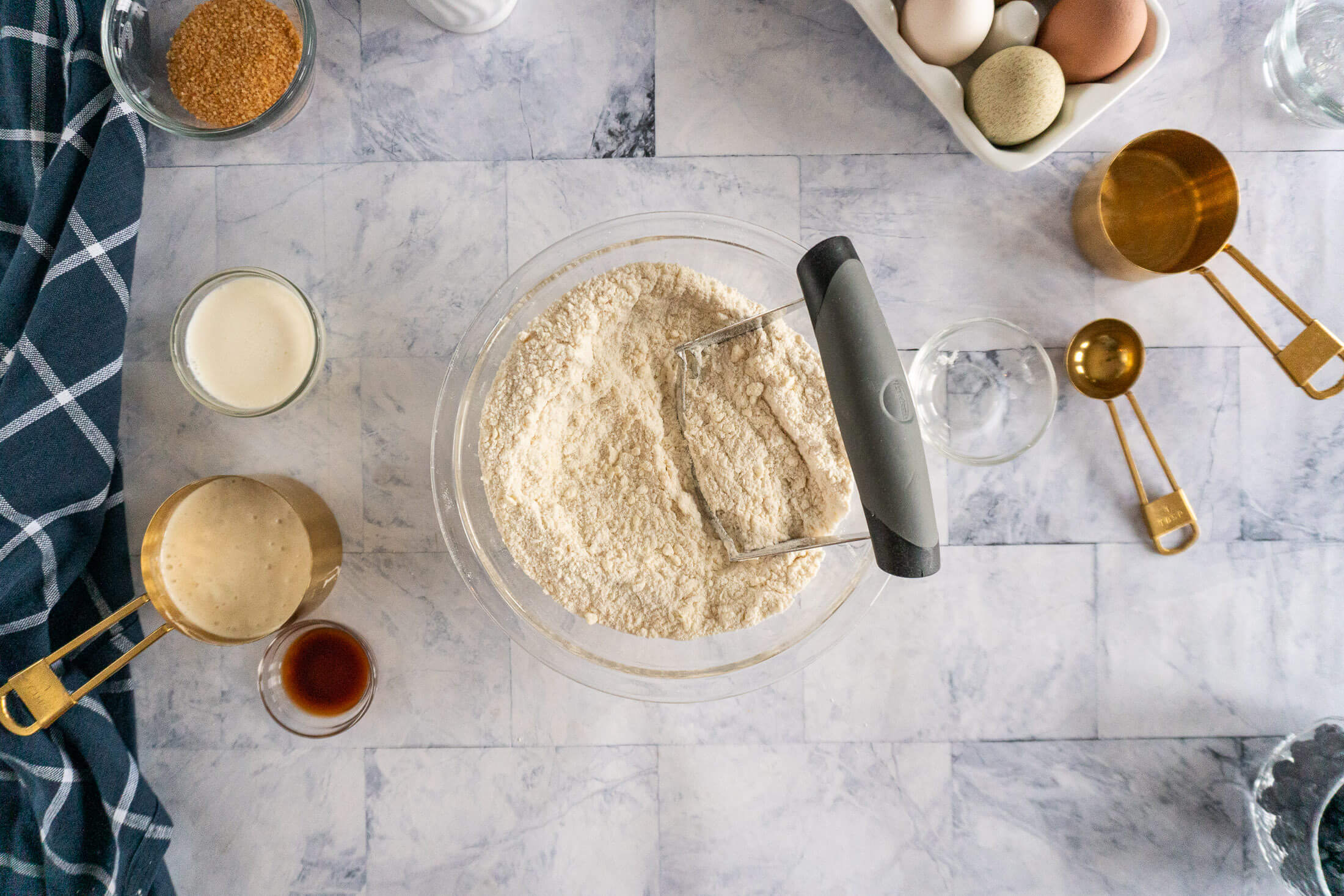 Butter cut into flour.