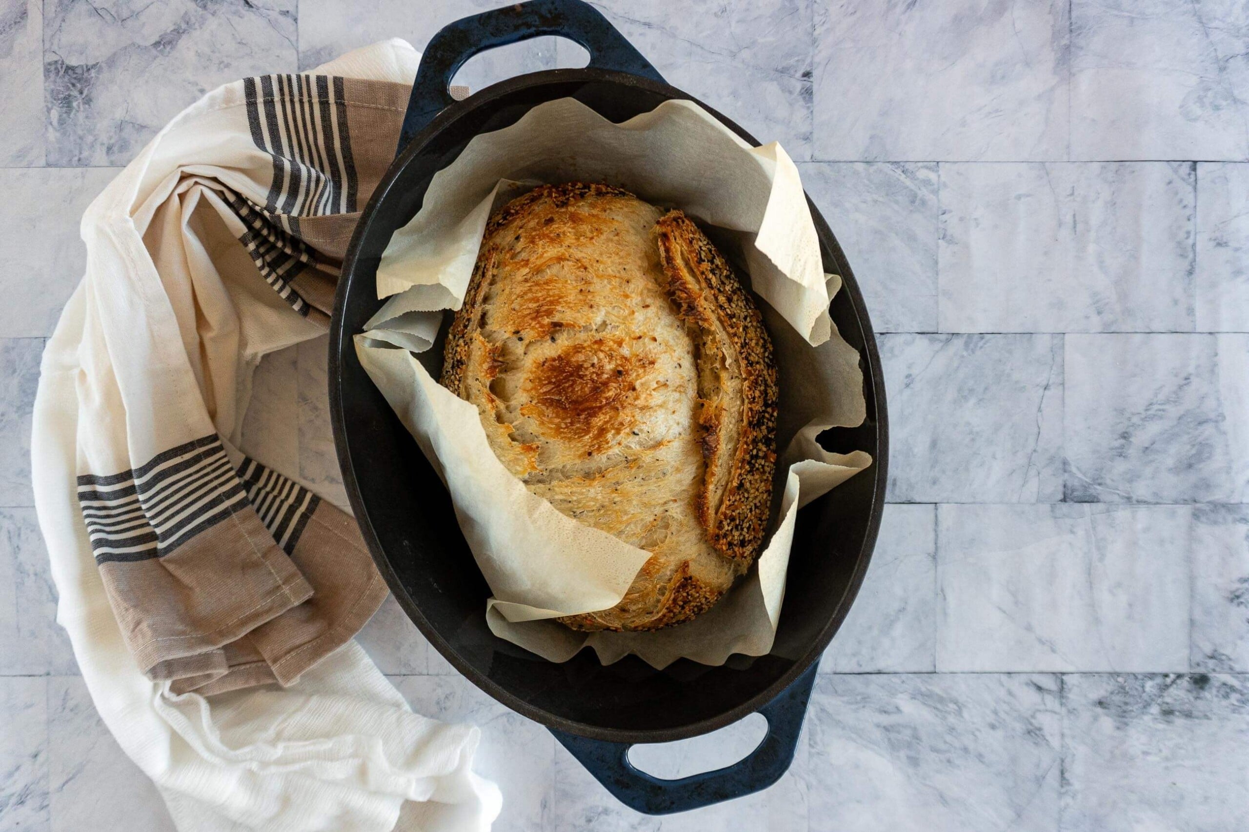 Baked dough in dutch oven.
