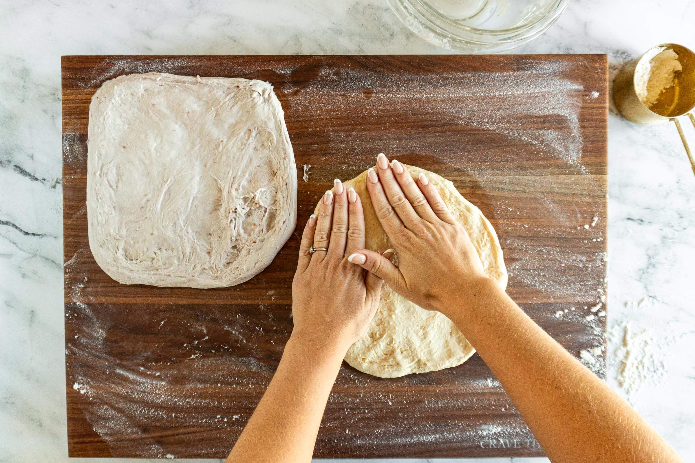 Pressing out the peanut butter dough. 