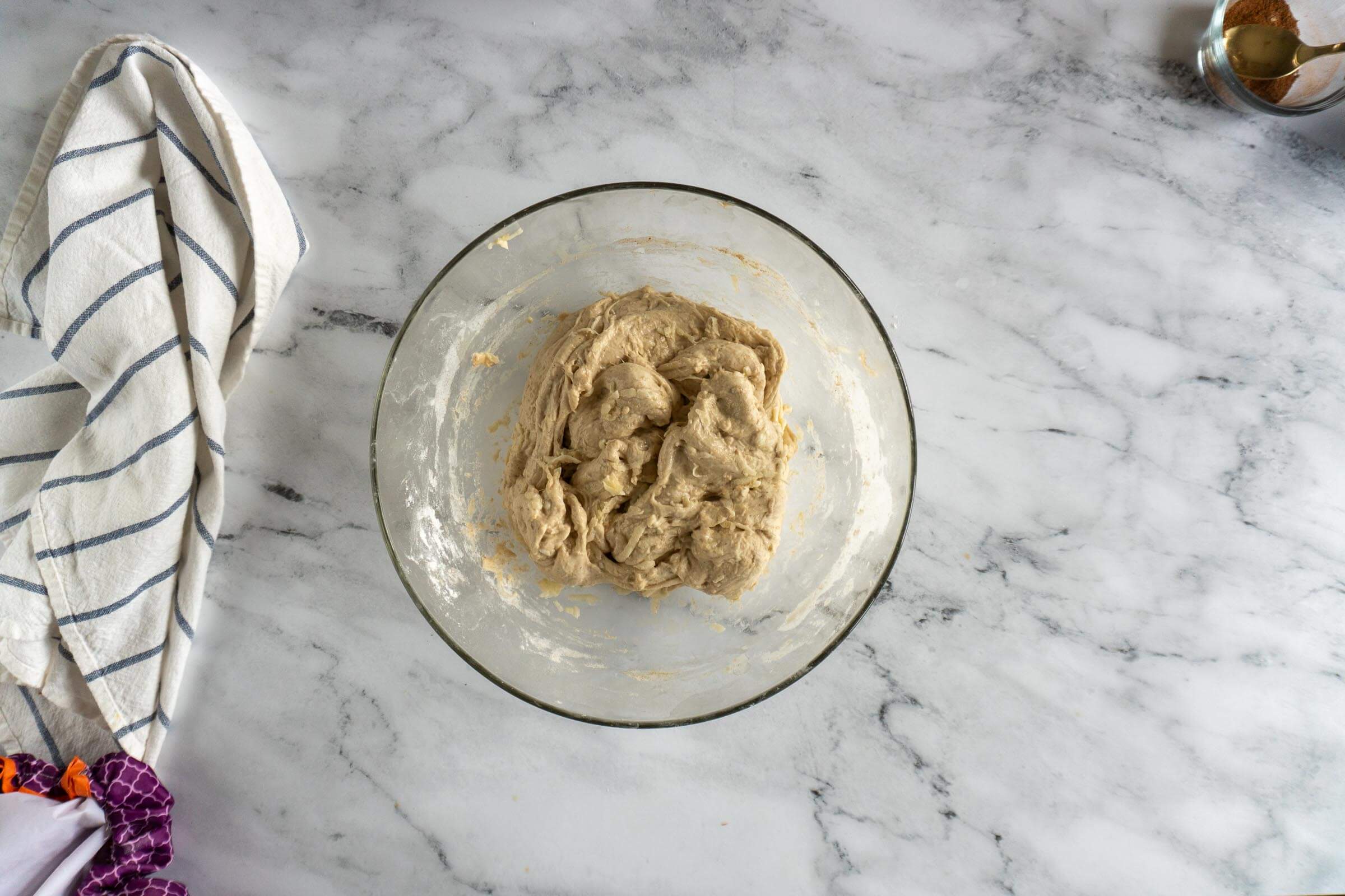 Overly wet apple cider sourdough dough from shredded apples. 