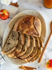 Slice apple cider sourdough bread.