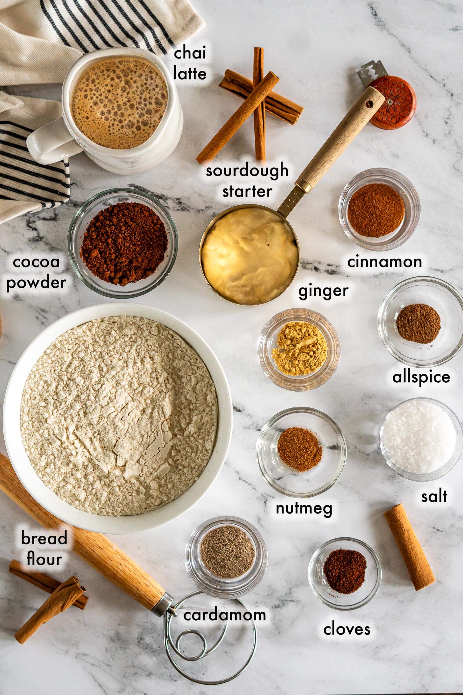 Ingredients required for chai bread. 