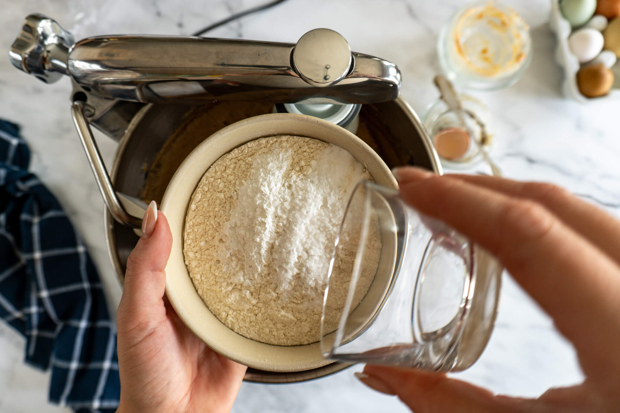Mixing dry ingredients. 