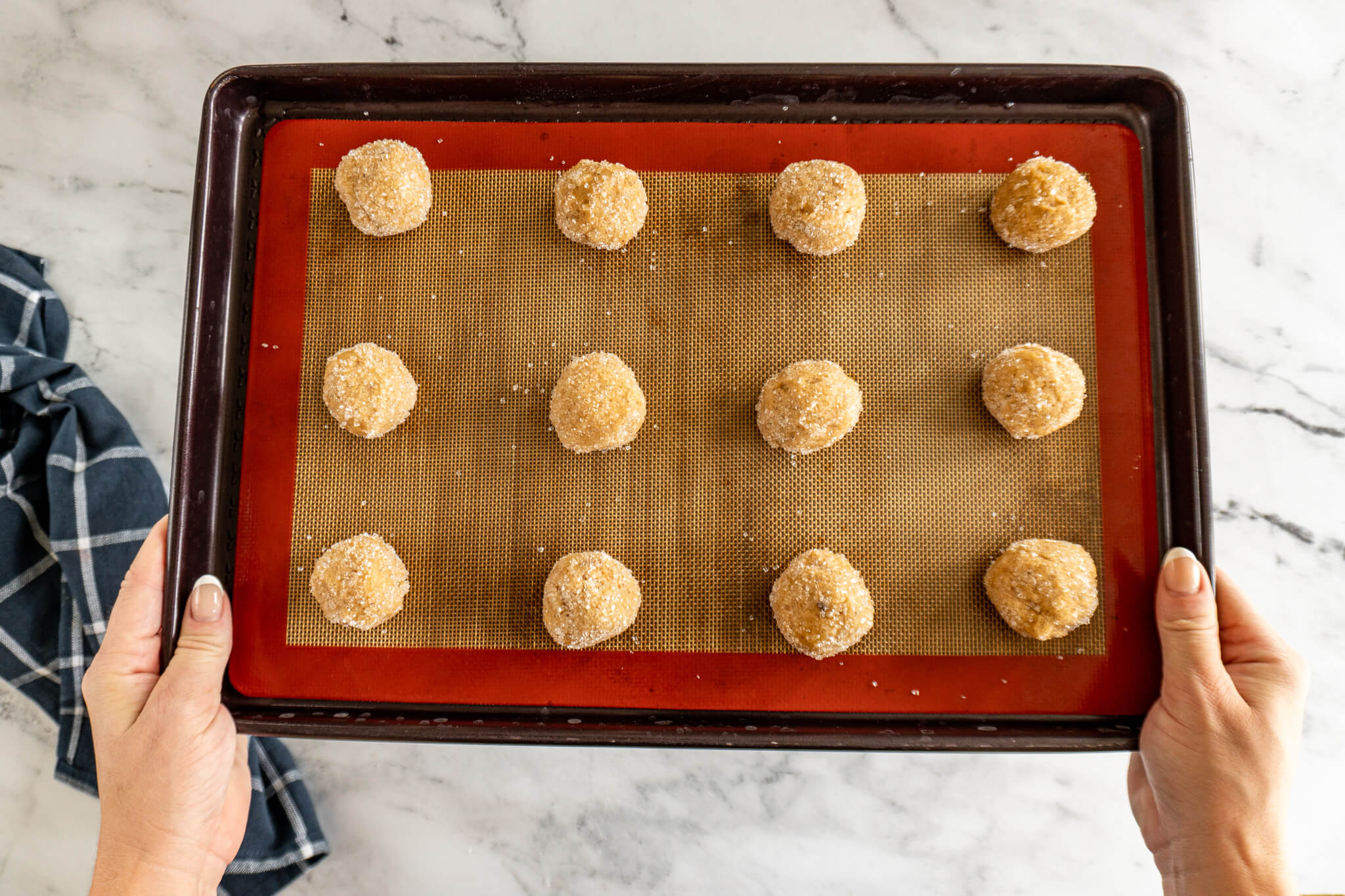 Sourdough discard peanut butter cookies before being baked. 