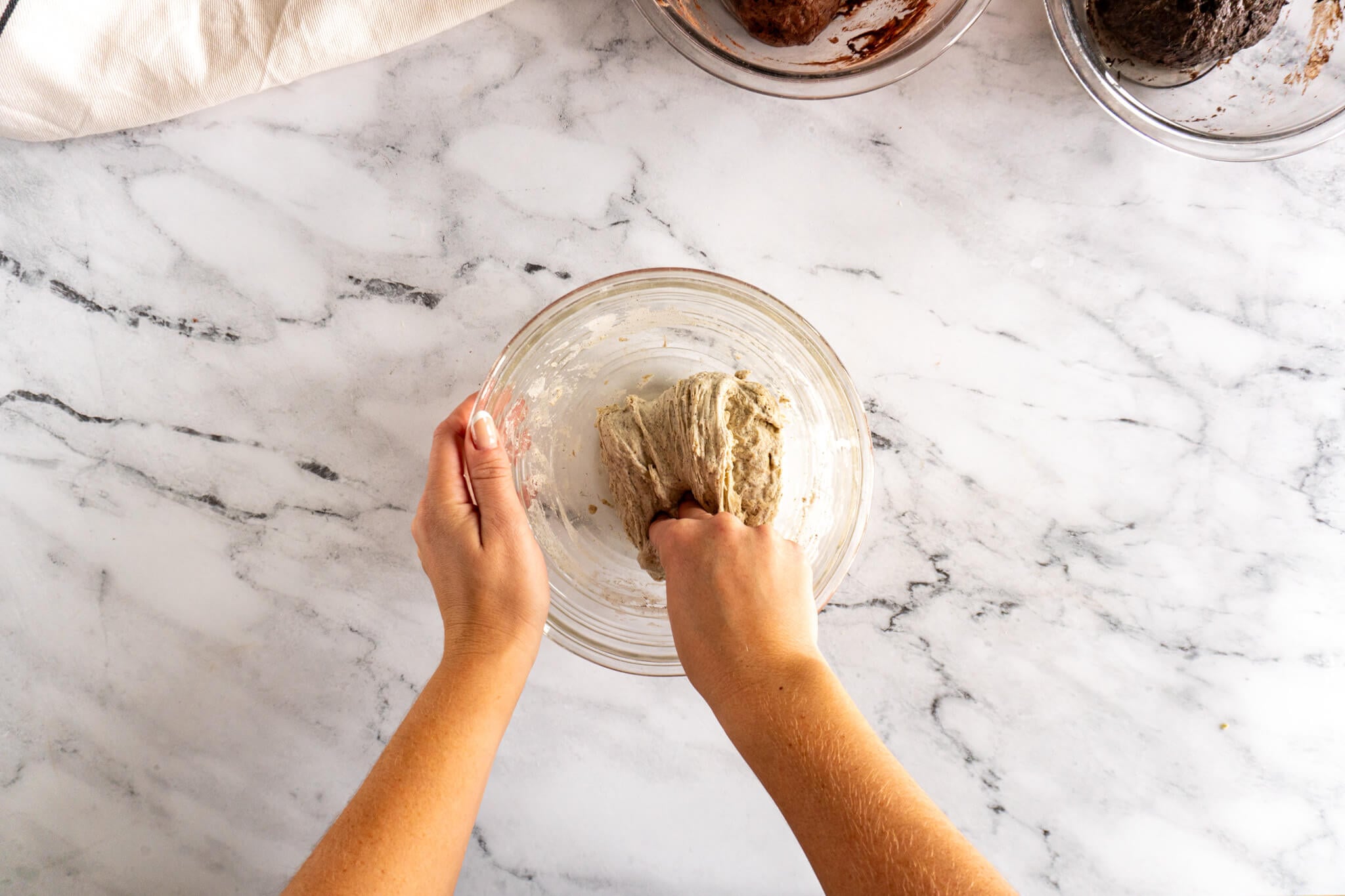 Folding vanilla sourdough.