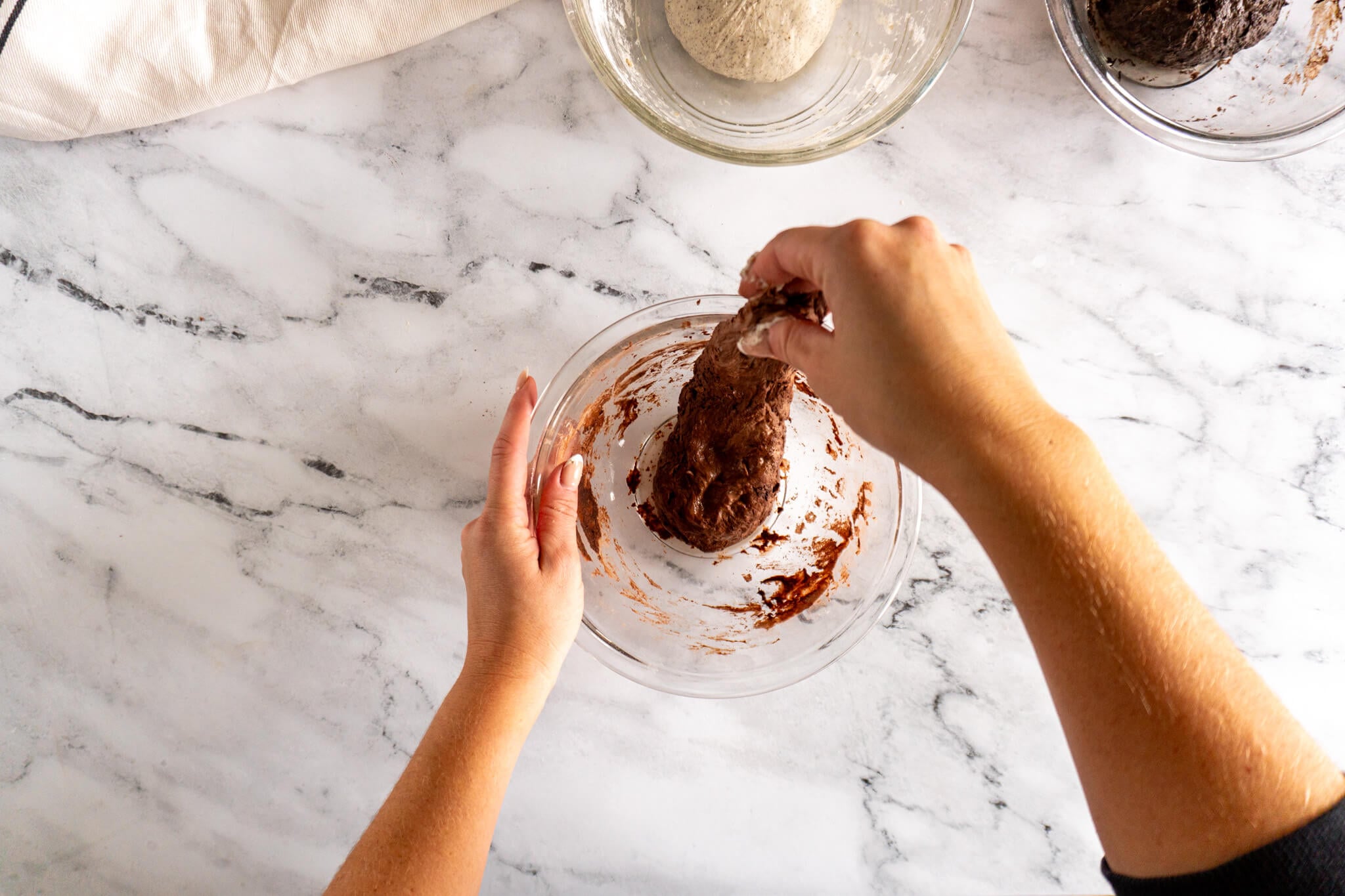 Stretching cocoa sourdough. 