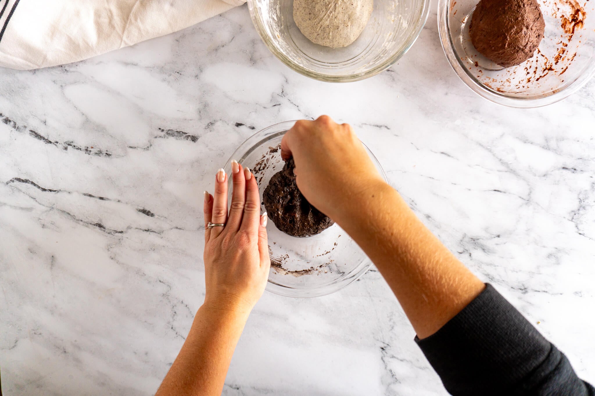 Stretching black cocoa sourdough. 