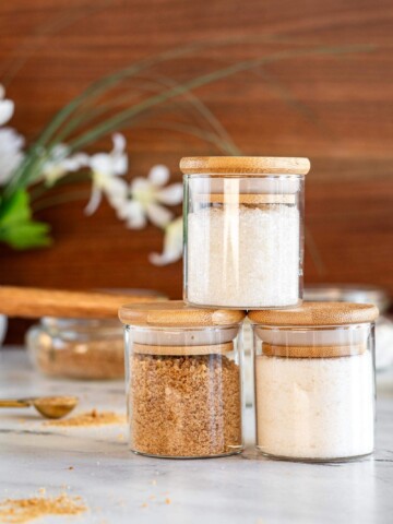 Different smoked sugars in pretty jars.