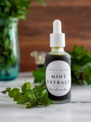 Mint extract in a dropper bottle.