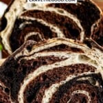 Marbled chocolate vanilla sourdough bread pinterest graphic.