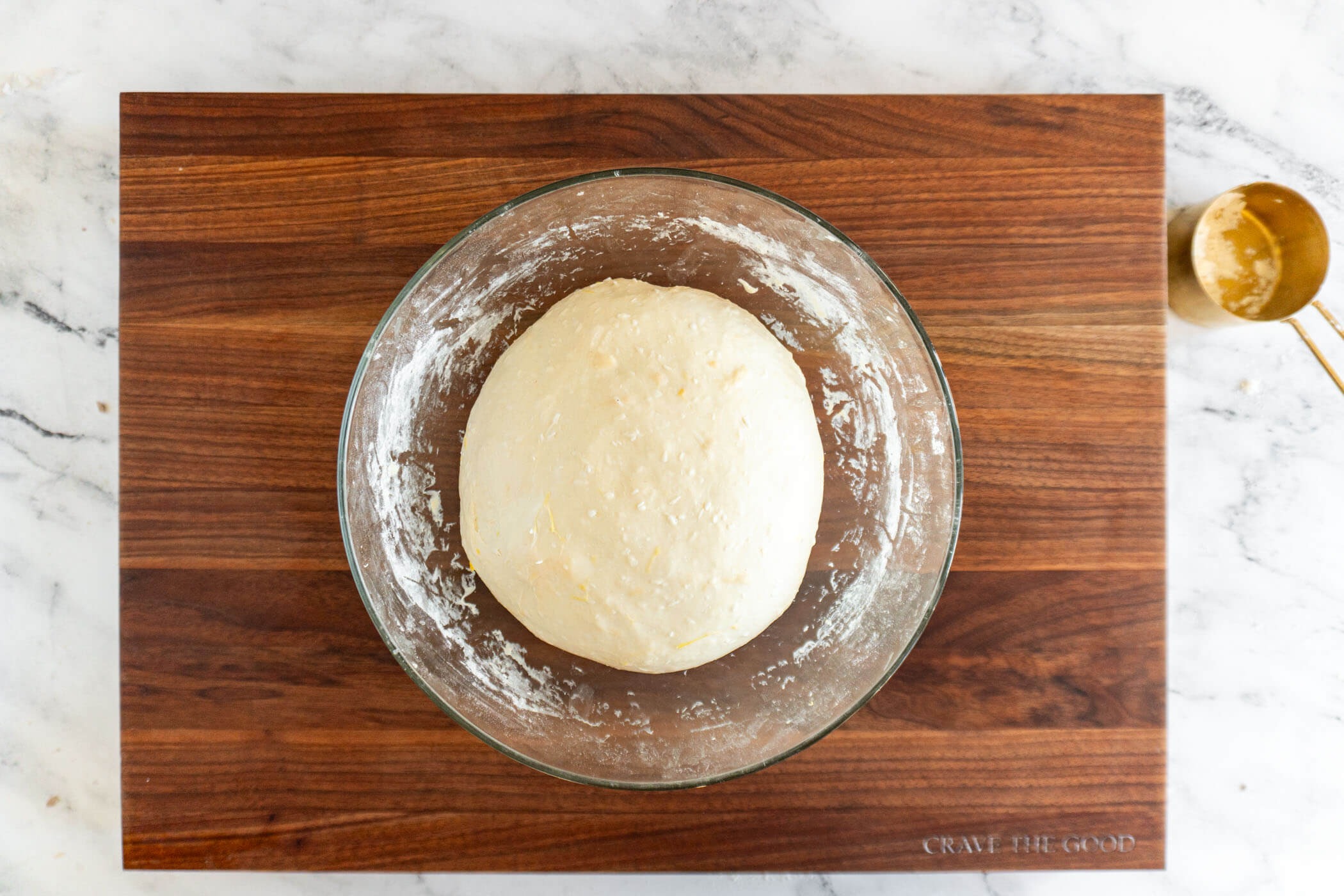 Coconut pineapple sourdough bread after bulk ferment. 