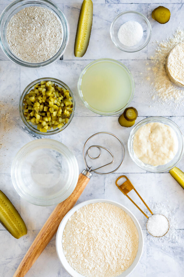 Premeasured ingredients for baker's percentages.