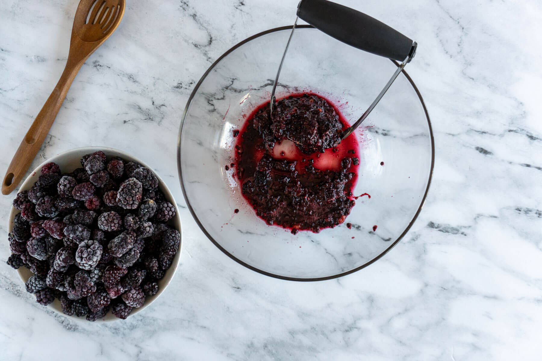 Mashed blackberries. 